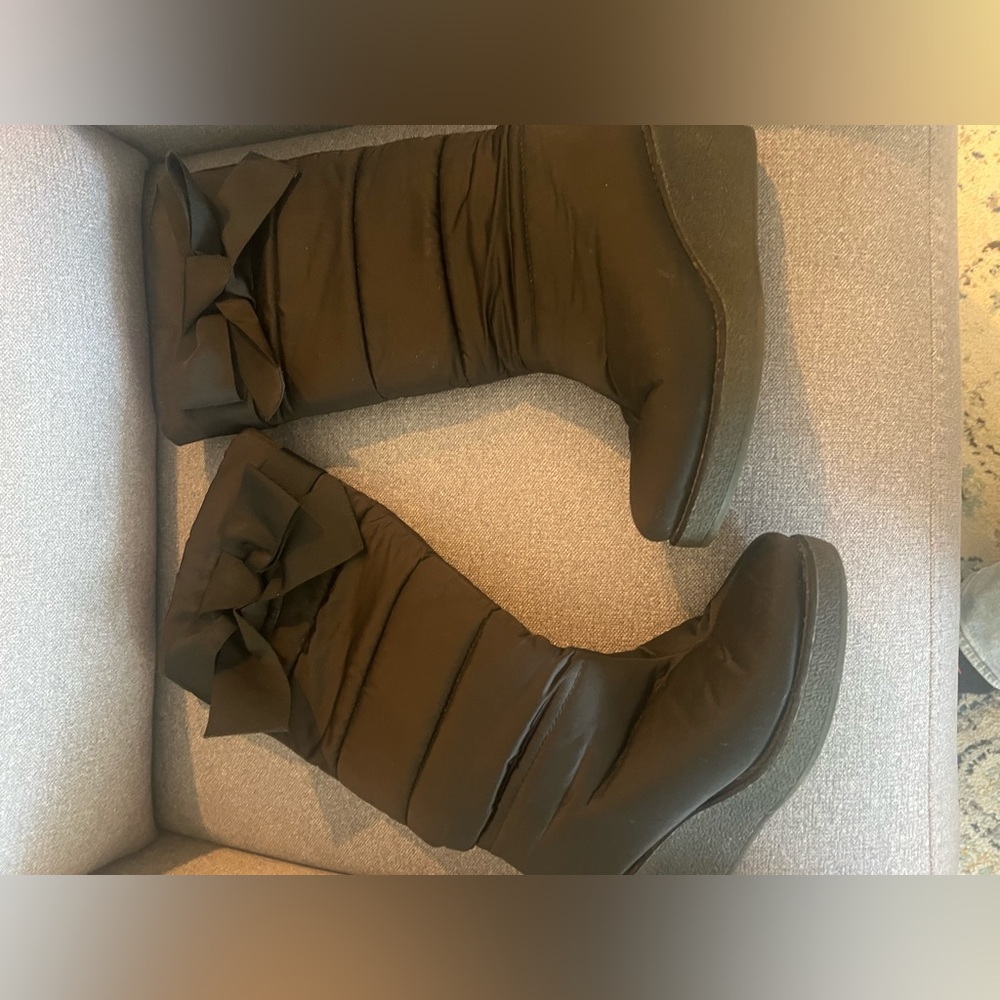 Women's Kate Spade Wedge Black Boots with Bow Detail.  Never worn